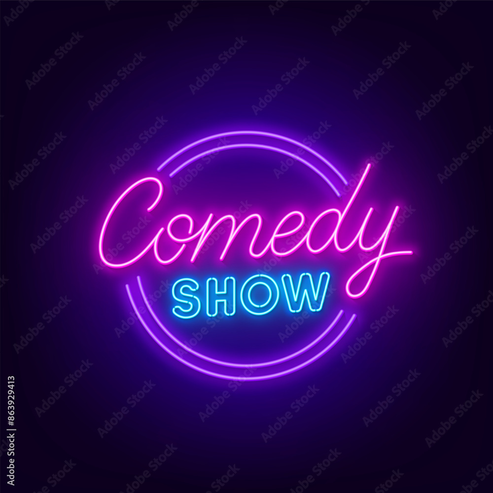 Comedy Show Sign on dark background. Comedy Show Sign on dark background.