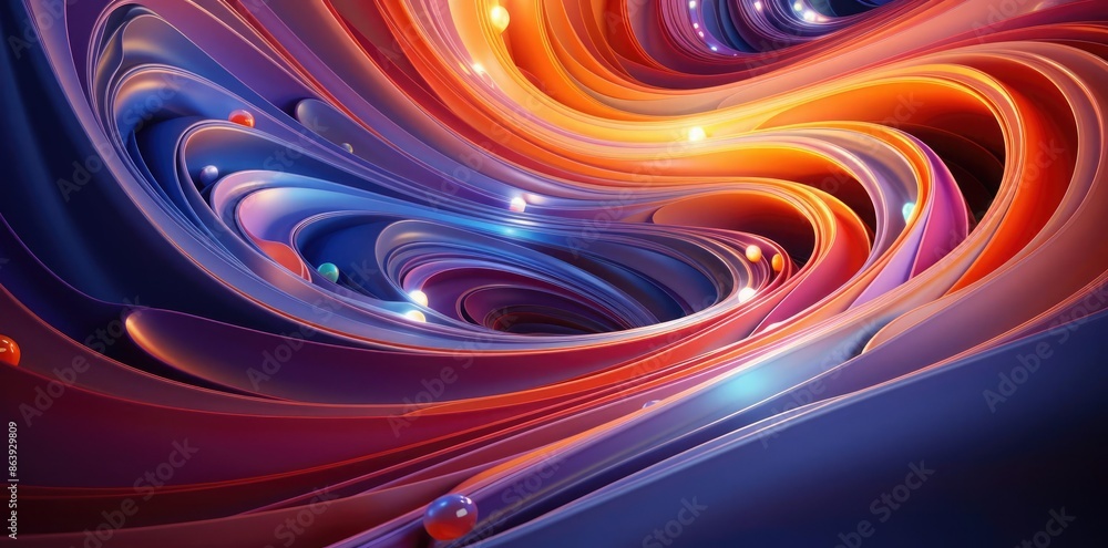 Abstract 3D Background with Curved Lines and Glowing Spheres Abstract 3D Background with Curved Lines and Glowing Spheres