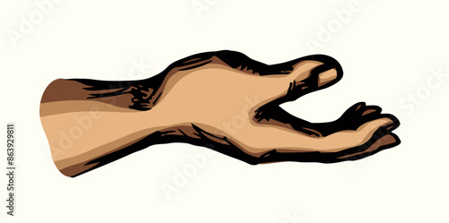 Young human hand. Vector drawing