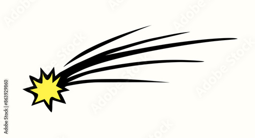 Flying comet with a tail. Vector drawing
