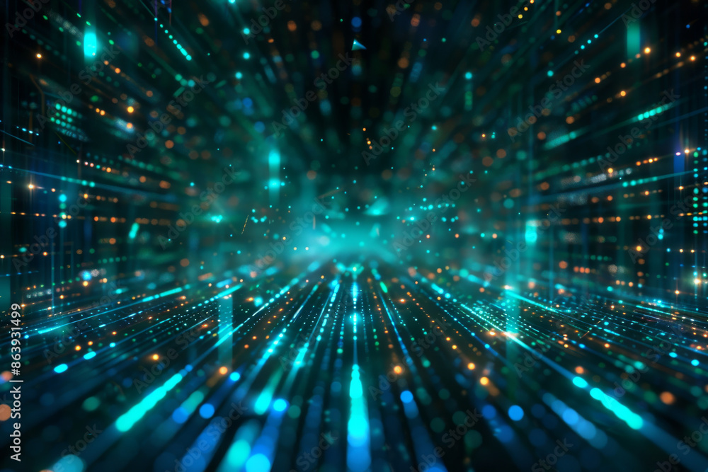 Abstract Digital Network with Bright Lines and Lights Abstract Digital Network with Bright Lines and Lights