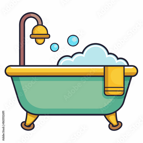 bathtub clipart cartoon Illustration drawing