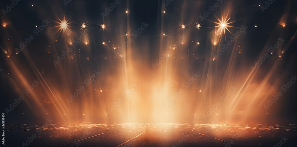 Naklejka premium Abstract Background with Golden Light Rays