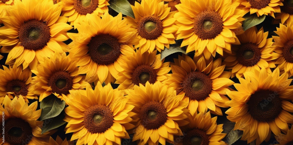 Close-up of a Group of Yellow Sunflowers - Photo Close-up of a Group of Yellow Sunflowers - Photo