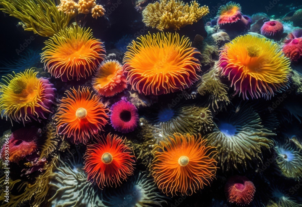 vibrant sea anemones tide pool close view underwater marine life, ocean, coral, reef, aquatic, ecosystem, tropical, creatures, animals, plants, oceanic, biodiversity, vibrant sea anemones tide pool close view underwater marine life, ocean, coral, reef, aquatic, ecosystem, tropical, creatures, animals, plants, oceanic, biodiversity,