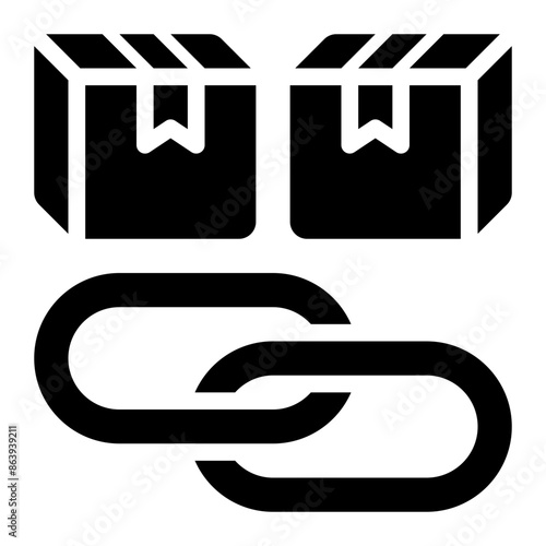 supply chain, logistics, product, goods, link, chain, block chain glyph solid icon