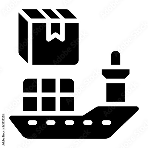 cargo ship, cargo shipping, freighter, freight, cargo, ship, logistics, delivery glyph solid icon
