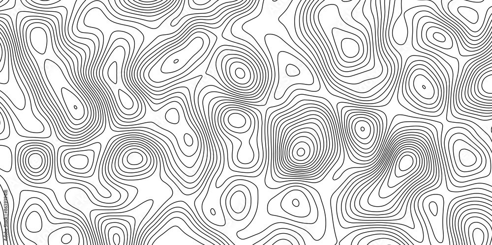 Fototapeta premium Abstract topographic contours map background. Topographic map and landscape terrain texture grid. Modern design with White background with topographic wavy pattern design. Black-white background.