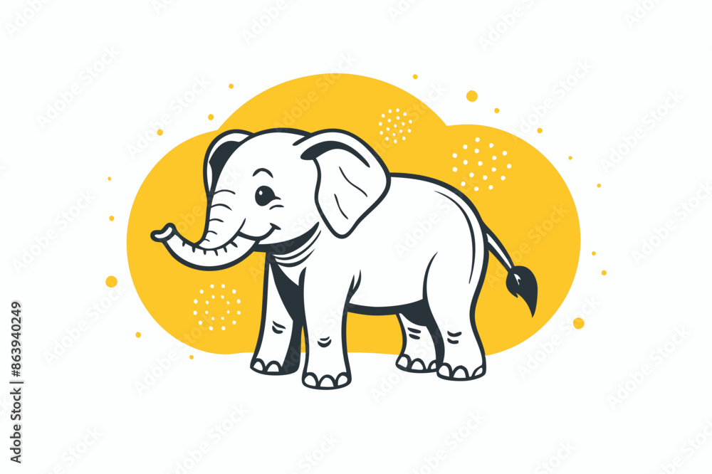 Fototapeta premium baby elephant silhouette vector illustration 