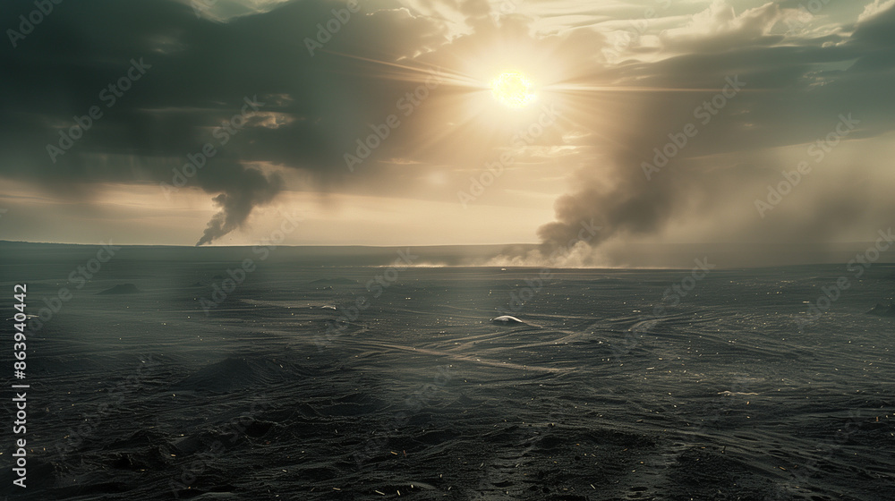 Fototapeta premium cinematography dramatic scene of a barren battlefield