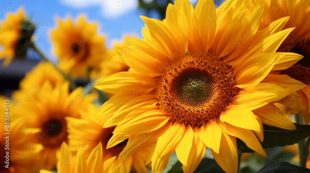 Fototapeta premium Captivating sunflower field with isolated background, showcasing stunning natural scenery