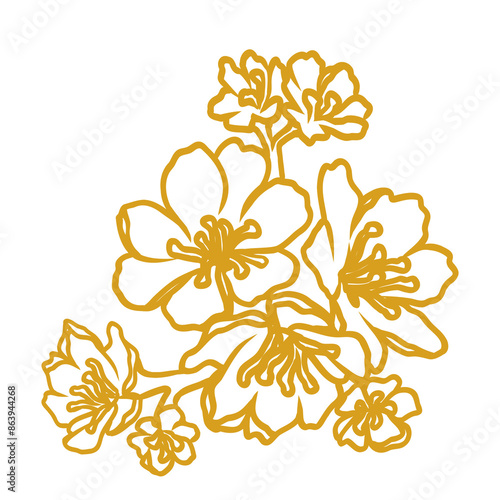 Sakura Orchid gold stencil
