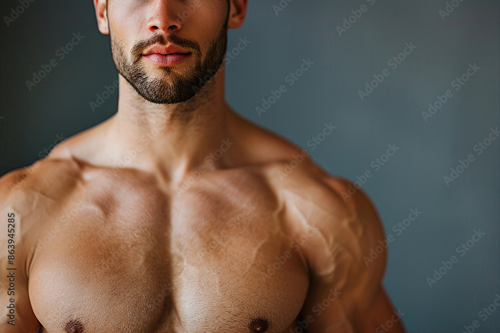 Fototapeta premium Generative AI image of a muscular strong man wearing fitness cloth