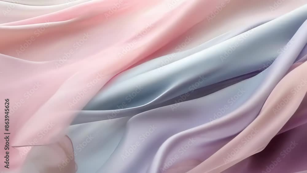 A detailed close-up of soft, pastel-colored fabric draped in flowing ...
