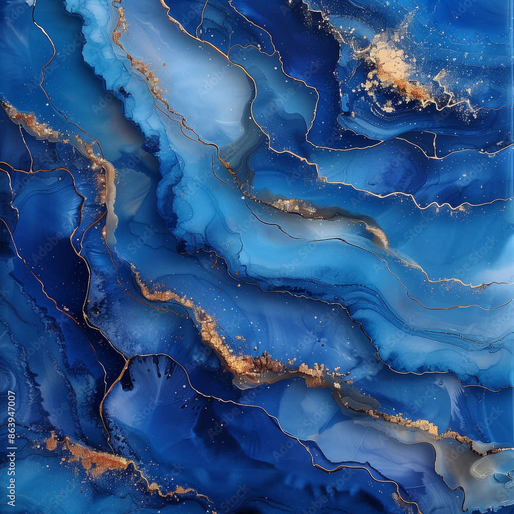 Alcohol ink mixed resin art Dark blue, pale blue navy blue white gold diamond sparkles, gold lines Alcohol ink mixed resin art Dark blue, pale blue navy blue white gold diamond sparkles, gold lines