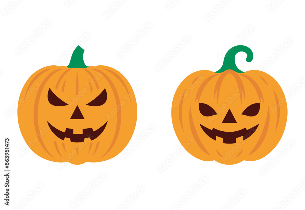 Pumpkin set. Orange pumpkin with smile for your design for the holiday Halloween. Vector illustration. Pumpkin set. Orange pumpkin with smile for your design for the holiday Halloween. Vector illustration.