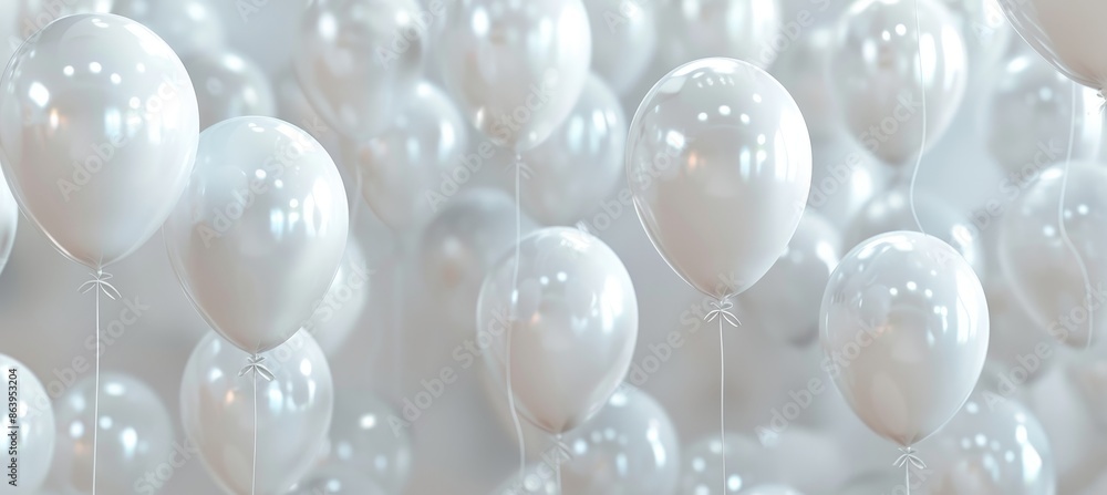 3D abstract realistic banner with white background and flying balloons. 3D abstract realistic banner with white background and flying balloons.