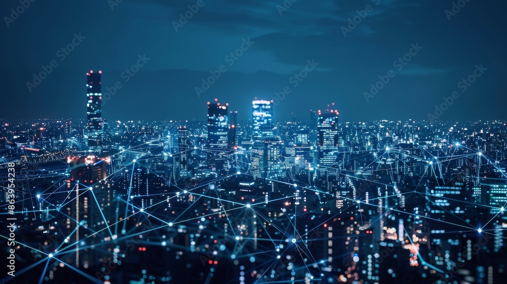 The future of smart wireless digital cities and social media networking systems is depicted as a smart digital city with reciprocity in its connection networks. Stock illustration. The future of smart wireless digital cities and social media networking systems is depicted as a smart digital city with reciprocity in its connection networks. Stock illustration.