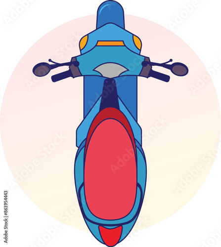upper view of scooter on white background illustration