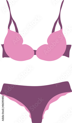 Sexy pink female lingerie isolated or white background. Lingerie vector illustration.