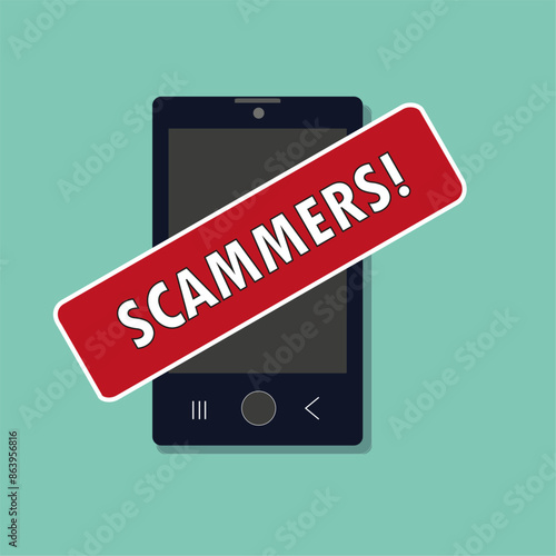 phone scam warning , scammers - vector illustration