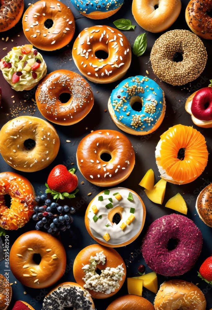 delicious assortment freshly baked bagels toppings ready eat, food, tasty, variety, sesame, poppy, cream, cheese, avocado, tomato, onion, cucumber delicious assortment freshly baked bagels toppings ready eat, food, tasty, variety, sesame, poppy, cream, cheese, avocado, tomato, onion, cucumber