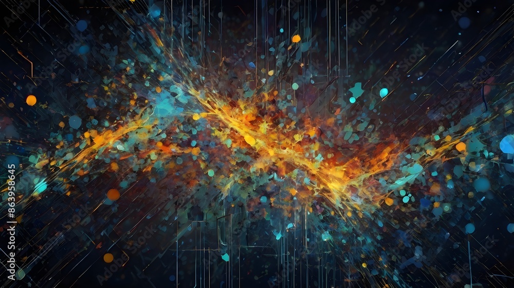 Obraz premium Abstract digital background. Can be used for technological processes, neural networks and AI, digital storages, sound and graphic forms, science, education, etc