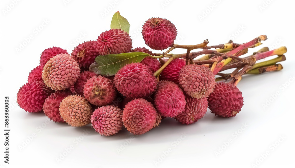 Bunch of Fresh Red Lychees Isolated on White Background Bunch of Fresh Red Lychees Isolated on White Background