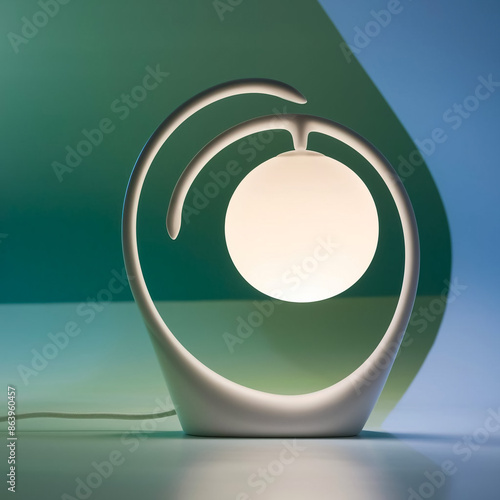 3D render of a sleek and modern table lamp photo