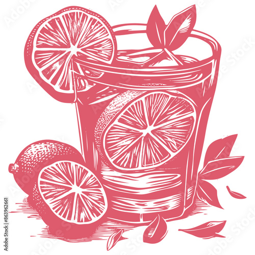 Tropical beach cocktail, vector illustration