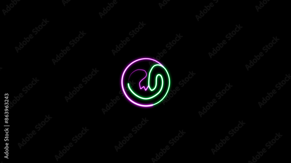 Glowing neon embryo child icon. abstract Child in the womb, embryo icon. Glowing neon embryo child icon. abstract Child in the womb, embryo icon.