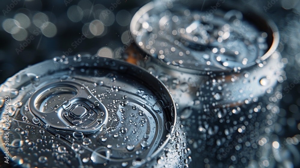 Condensed water on the surface of soda cans Condensed water on the surface of soda cans