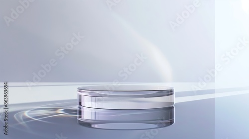 Empty Glass Podium Close-Up for High-End Cosmetic Display