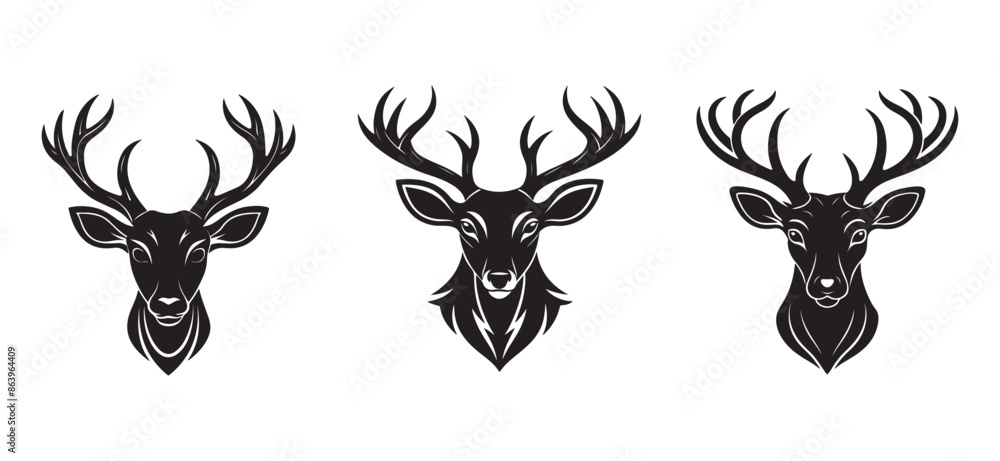 Stylized black deer head Silhouette vector created with AI Technology Stylized black deer head Silhouette vector created with AI Technology