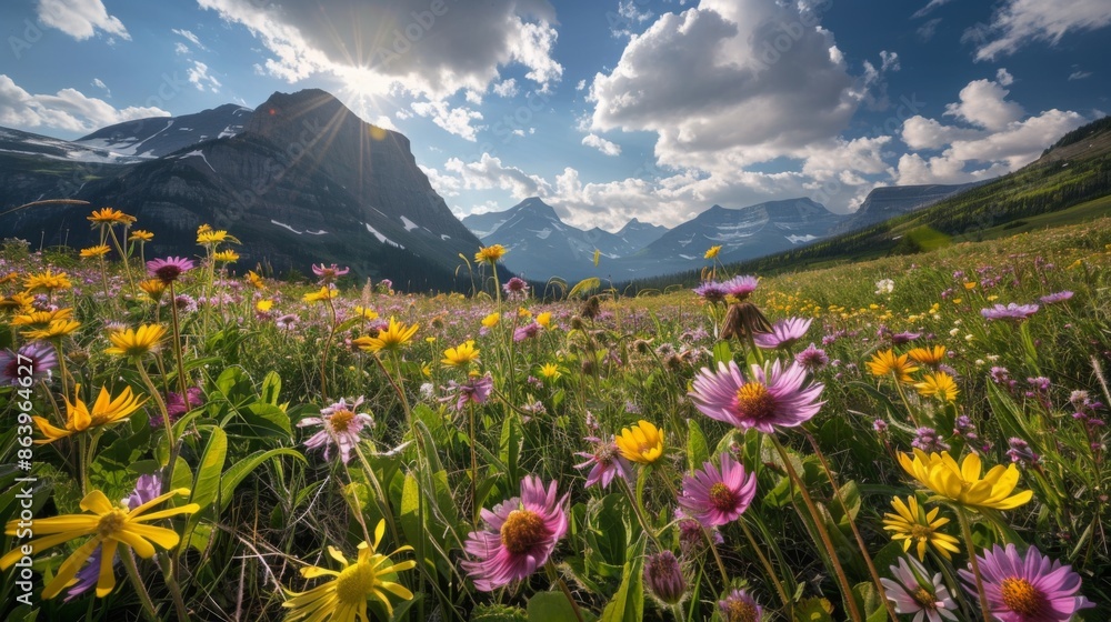 Obraz premium Glacier National Park wildflowers, Montana, USA