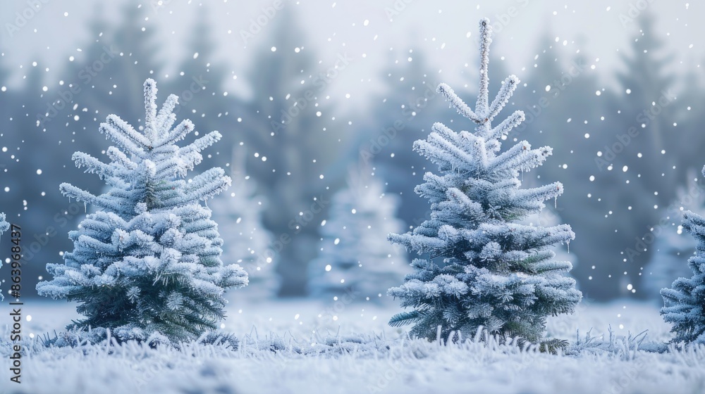 Snow covered Christmas trees Snow covered Christmas trees