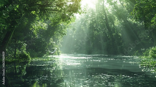 Sunlit Forest River