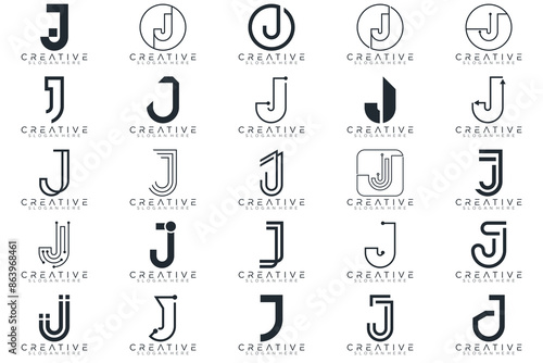 J logo collection, Abstract letter J logo design. icons for business	