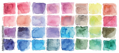 A modern rainbow watercolor squares set.