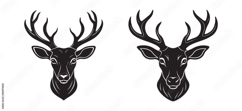 Stylized black deer head Silhouette vector created with AI Technology Stylized black deer head Silhouette vector created with AI Technology