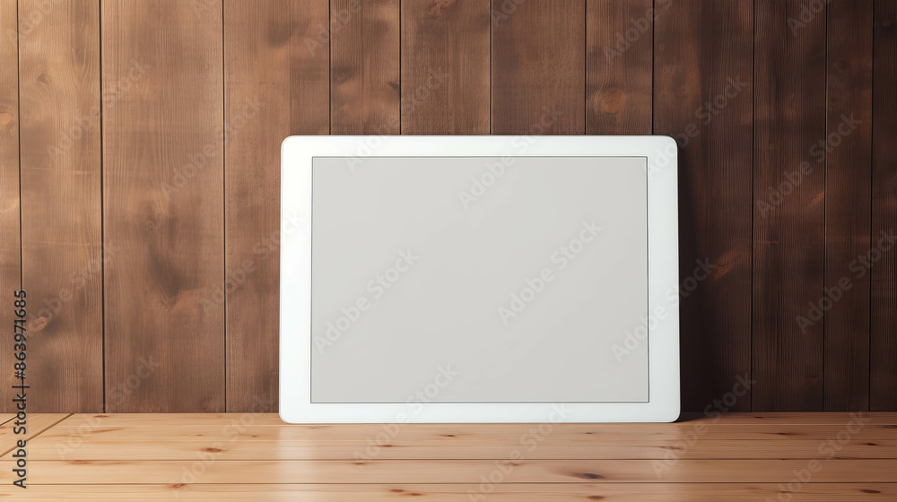 White Tablet with Blank Screen on Smooth Wooden Background Ideal for Displaying Digital Content White Tablet with Blank Screen on Smooth Wooden Background Ideal for Displaying Digital Content