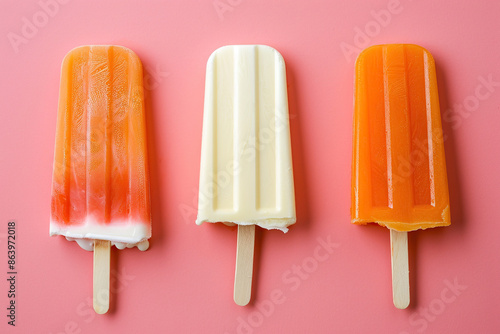 Ice cream isolated on pink background, nice banner for Creamsicle Day on 14th August