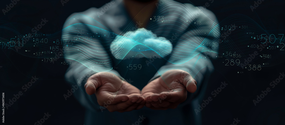 Hands Holding Cloud Computing Visualization with Data and Analytics ...