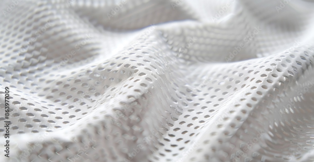 White textured fabric with mesh holes closeup White textured fabric with mesh holes closeup