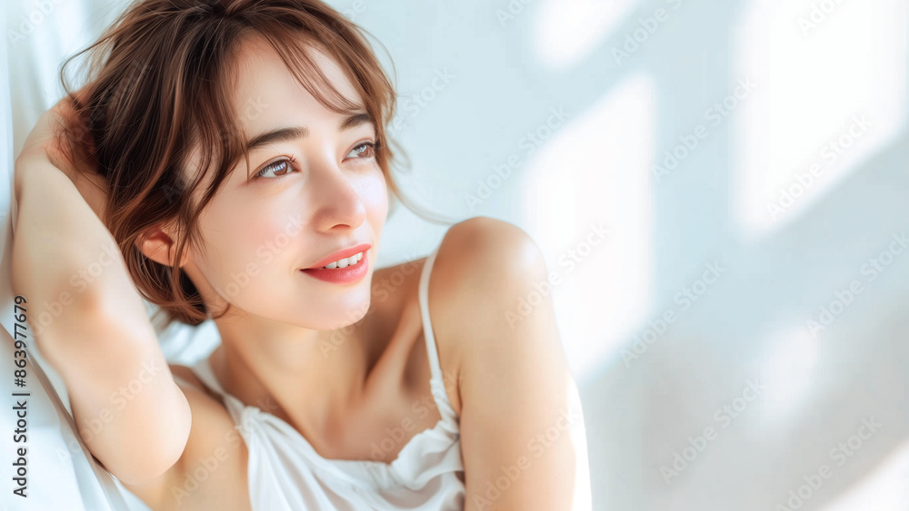 Naklejka premium 輝く肌の女性
