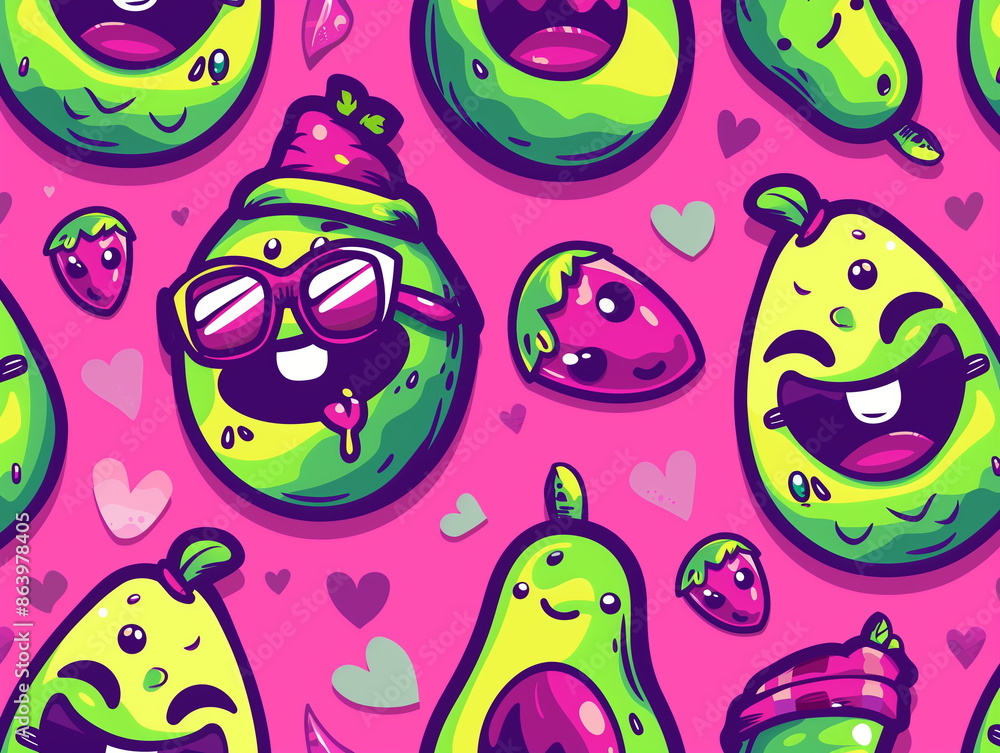 Avocado abstract wallpaper painting, graphics, colorful, pink, vital Avocado abstract wallpaper painting, graphics, colorful, pink, vital