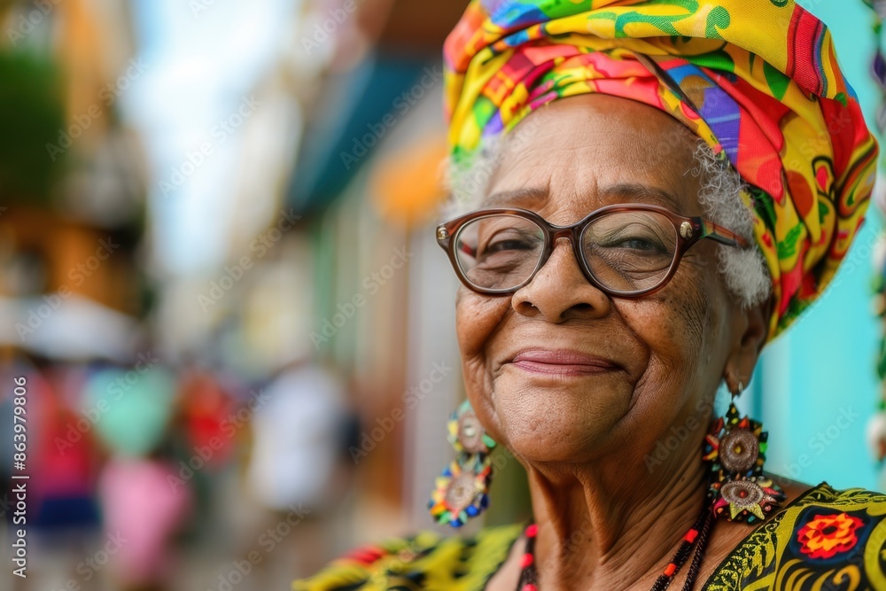 Elderly Woman in Afro-Brazilian Attire at Salvador Cultural Festival
Elderly Woman in Afro-Brazilian Attire at Salvador Cultural Festival