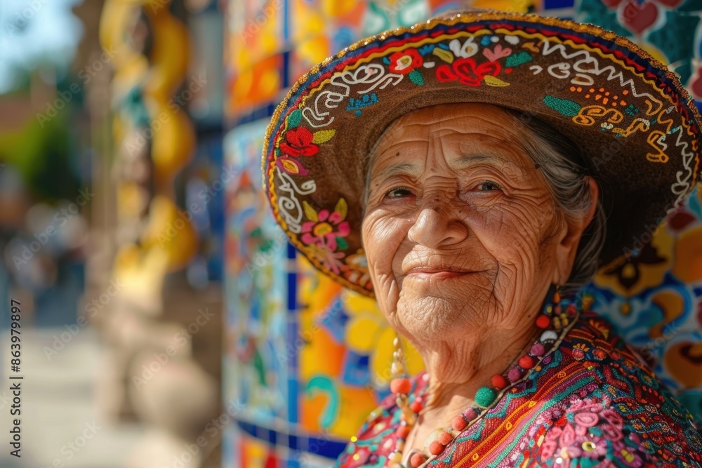 Elderly Woman in Traditional Poblana Dress in Historic Center of Puebla
Elderly Woman in Traditional Poblana Dress in Historic Center of Puebla