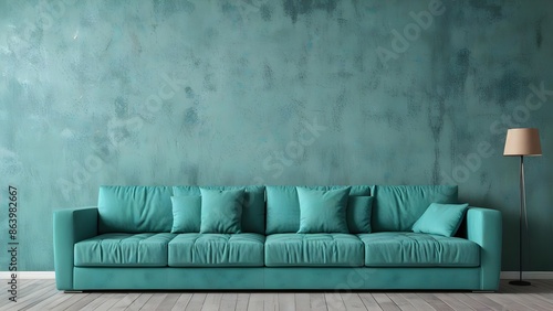 blue sofa in a room photo