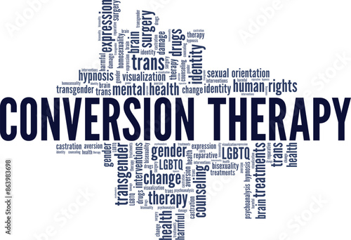 Conversion Therapy word cloud conceptual design isolated on white background.